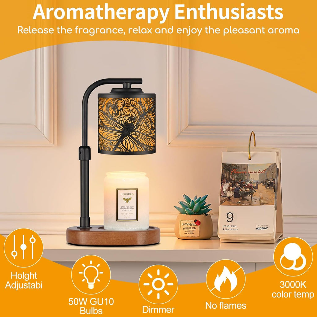 kobodon Candle Warmer Lamp with Timer, Electric Candle Lamp Warmer Birthday for Mom Women Home Bedroom Decor Wax Melt Warmer for Scented Wax with Jar Candles (Dragonfly)