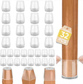 BALEINE 32 Pack Silicone Chair Leg Floor Protectors, Stool Leg Protectors Cap, Non-Slip Chair Leg Caps for Hardwood Floors (Clear Combo 32 Pack)