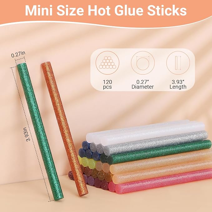 Gartful 120PCS Glitter Mini Hot Glue Sticks - Image 2