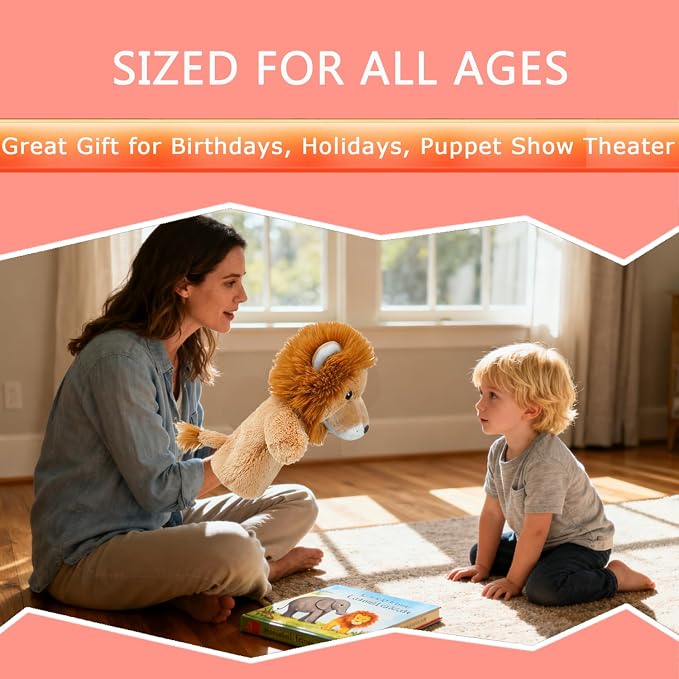 4 PCS 11 Inch Animal Hand Puppet Set Soft Realistic Wild Plush Puppets Toys - Image 5