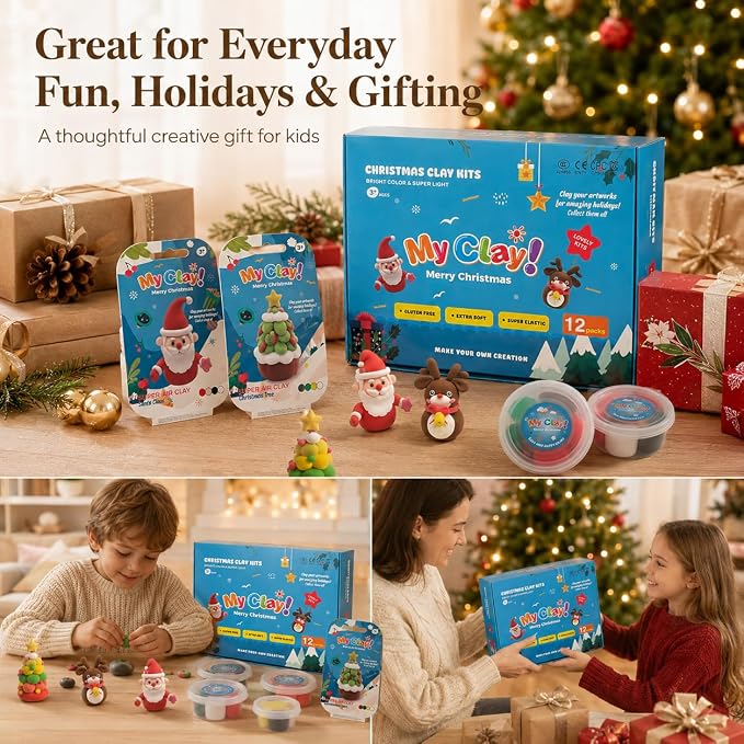 Air Dry Clay for Kids, 12 Christmas Modeling Clay DIY Model Magic Clay Kit - Image 10