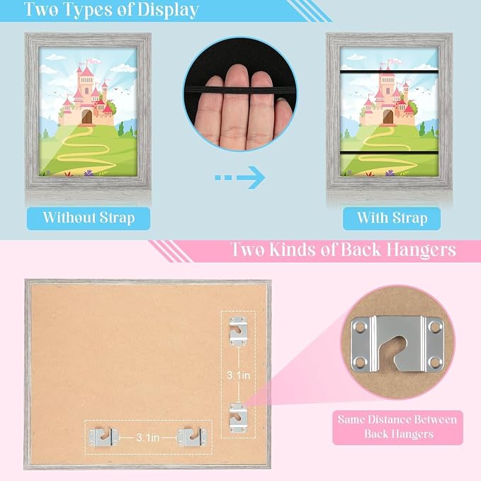 GULETHUN Kids Art Frames, 9x12 Front Opening Kids Artwork Frames Changeable - Image 2