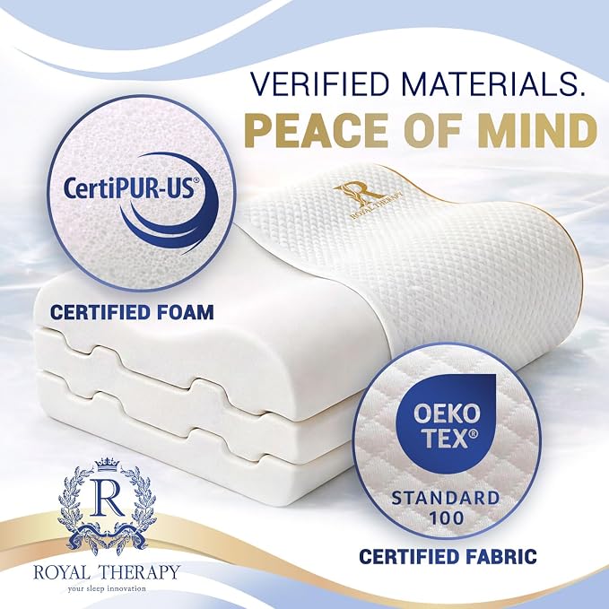 Royal Therapy 1-Pack Memory Foam Pillow, Medium-Firmness Cervical, Queen - Image 5