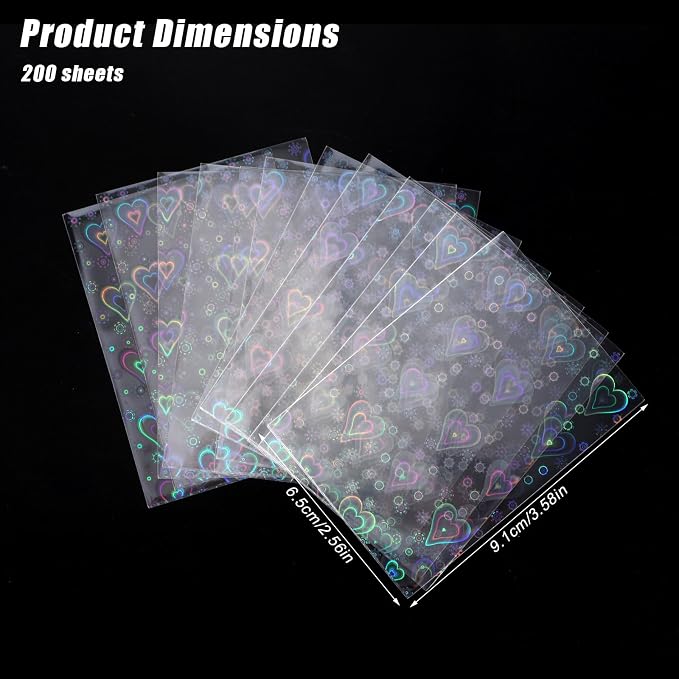400pcs Love Heart-Shape Photocard Sleeves, 9.1x6.5cm/3.58x2.56in Holographic - Image 7