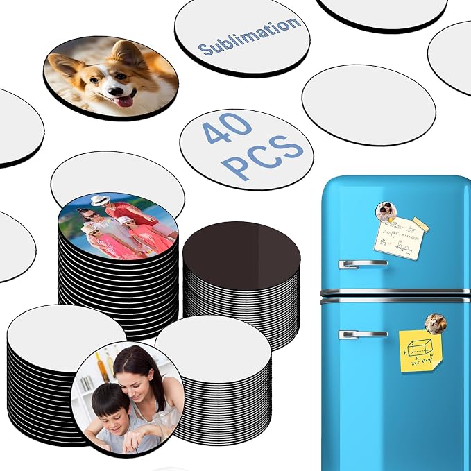 80PCS Sublimation Magnet Blanks Round Bulk Produnts 40 Pcs Sublimation Blanks by Unknown