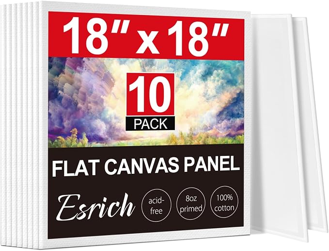 ESRICH Large Canvas for Painting, 10 Pack Square Canvas Boards for Painting by ESRICH