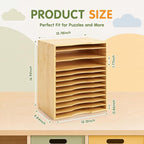 Ripeng 1 Pack Bamboo Puzzle Holder Rack, 12-Tier Adjustable Storage Organizer - Image 3