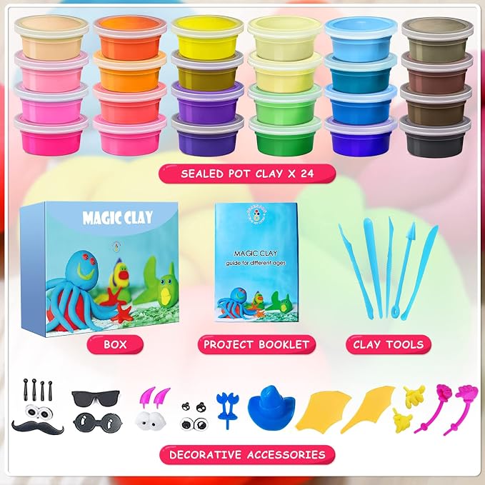 Modeling Clay Kit, 24 Colors Air Dry Clay | DIY Molding Clay - Image 2