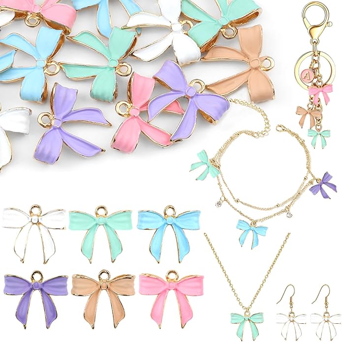 Bow Charms for Bracelet Jewelry Making Cute Bracelet Charms | 18Pcs, Bow Charms by Unknown