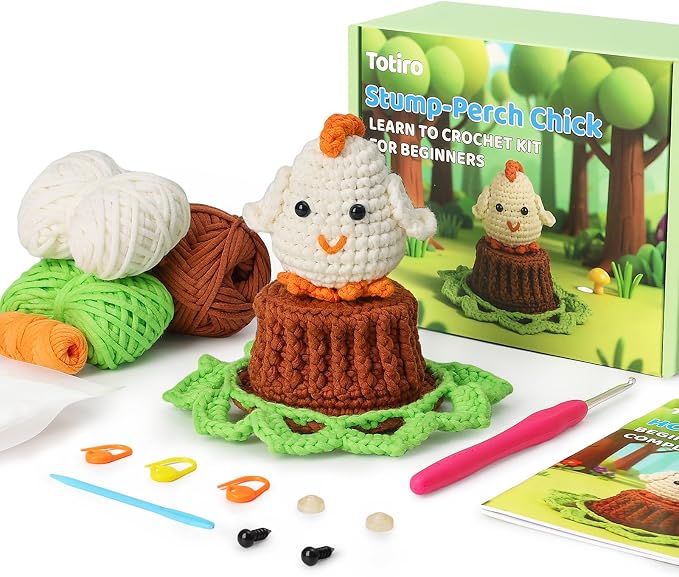 Totiro Crochet Kit for Beginners, Chicken Amigurumi Starter Kit, Easy DIY Craft by YourDestinationforFun