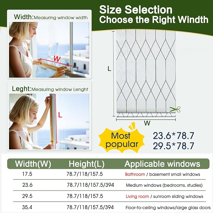 Windimiley Window Privacy Film Stained Glass Static Clings, Bathroom Frosted - Image 6