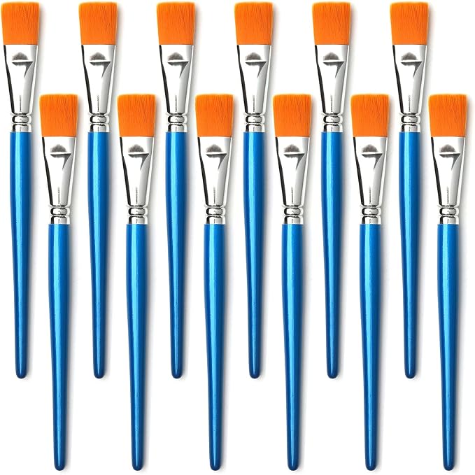 1 inch Flat Paint Brushes for Acrylic Painting, 12 Pieces Large Synthetic Paint by GACDR
