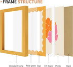 6x8 Picture Frame with Wavy Mat, Wooden Real Glass 6 x 8 Photo Frame - Image 5
