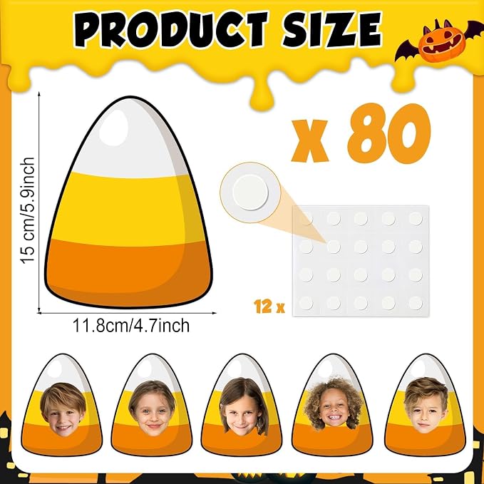 gisgfim 80Pcs Halloween Candy Corn Cutouts Halloween Party Decorations Bulletin - Image 2