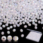 BONNY BOXX 1000pcs 6mm Acrylic Faceted Round Crystal Beads White AB Loose by BONNY+BOXX
