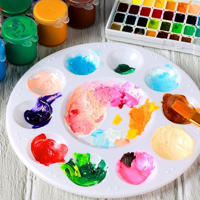 FANDAMEI 20 PCS Round Plastic Paint Tray Palettes, Paint Palette Tray, Painting - Image 4