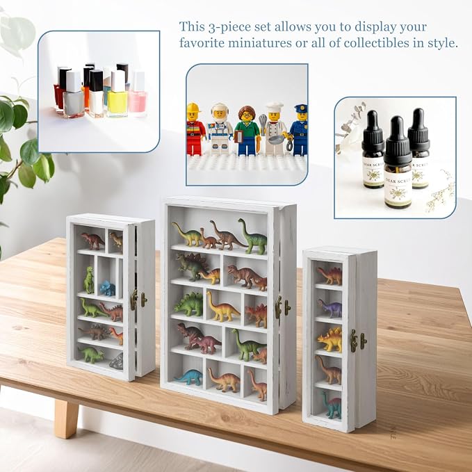 Ikee Design 3 Pcs Set Wall-Mounted Wooden Shadow Cubby Box Display Shelf - Image 5