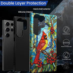 for Samsung Galaxy S24 Ultra Case, Stained Glass Cardinal Bird Pattern Glossy 2 - Image 3