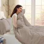 Andency King Size Comforter Set Khaki, 3 Pieces Boho Soft Lightweight Bedding - Image 5