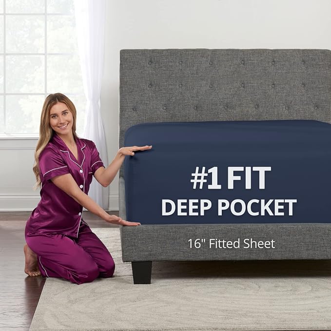 Kids Twin XL Fitted Sheet – REAL Extra Deep Pocket Twin XL Fitted Sheet Only – by DeaLuxeBedding