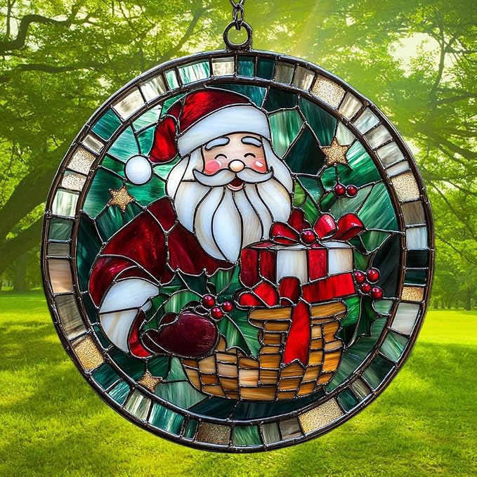 Santa Claus and Presents Acrylic Suncatcher Stained Glass Effect Window Car - Image 3