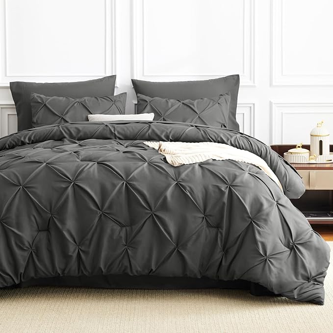 CozyLux California King Comforter Set Dark Grey - Image 9