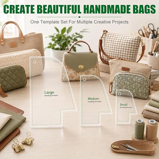 Set of 3 Purse Bag Pattern Template, 3 Versatile Sizes Clear Handbag Stencils - Image 5