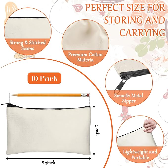 Legigo Blank Canvas Bag Zipper Pouch Makeup Bags Bulk - Image 2