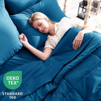 CozyLux Full Size Comforter Sets Teal, 7 Pieces Bed in a Bag, Teal Comforter - Image 3