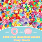 QPIXVB 1000PCS Pony Beads, Star Heart Beads - Image 2