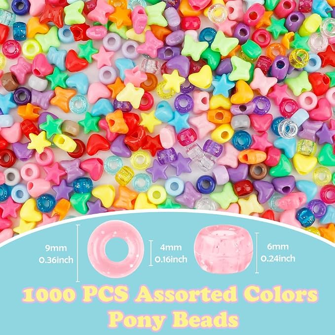 QPIXVB 1000PCS Pony Beads, Star Heart Beads - Image 2