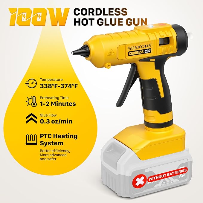 SEEKONE Hot Glue Gun, 100W Cordless Hot Glue Gun - Image 3