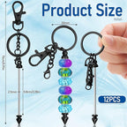 ROADPLUM 12 Pcs Beadable Keychain Bar, Alloy Blank Accessories Bulk - Image 2
