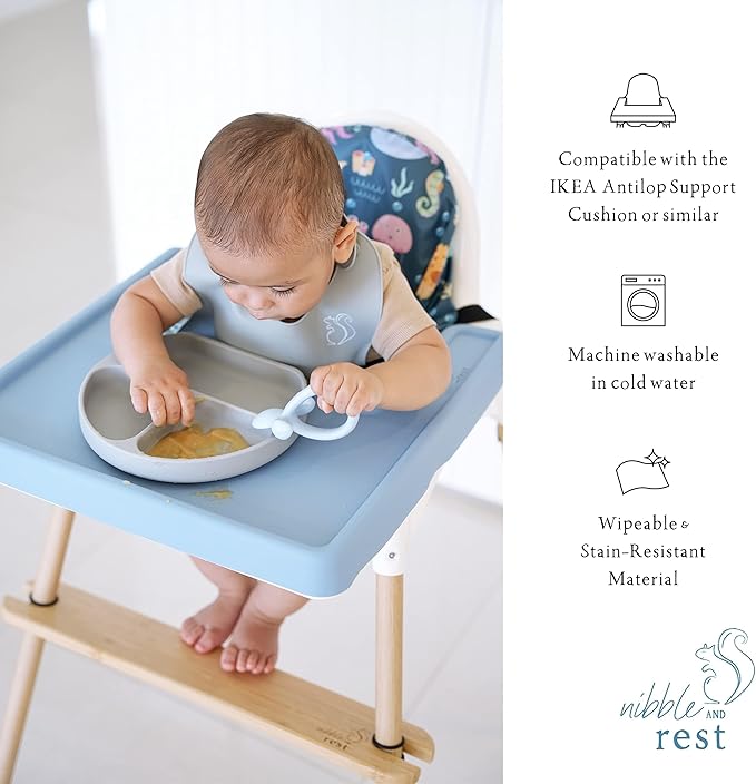 Nibble and Rest Highchair Insert Cover, Compatible for IKEA Antilop Highchair, High Chair Accessories Stain-Proof and Wipeable Insert Cover (Cushion NOT Included)(Funflorals)