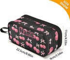 Custom Watercolor Cherry Bow Pencil Case Box Boys Girls Personalized Name Large - Image 7