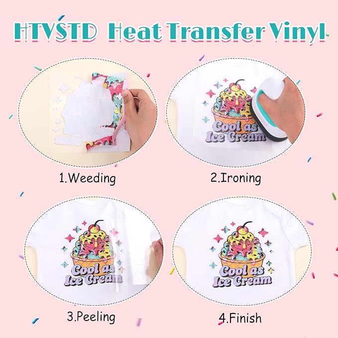 HTVSTD Ice Cream HTV Heat Transfer Vinyl 10Sheets 12×10in Iron on Vinyl | Ice - Image 3