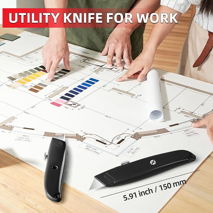 DIYSELF 30 Pack Box Cutter Heavy Duty Aluminium Shell Utility Knife | SK5 Steel - Image 4