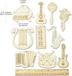 30 pcs Mixed Styles Musical Instrument Theme Unfinished Wooden Cutout Charms - Image 2