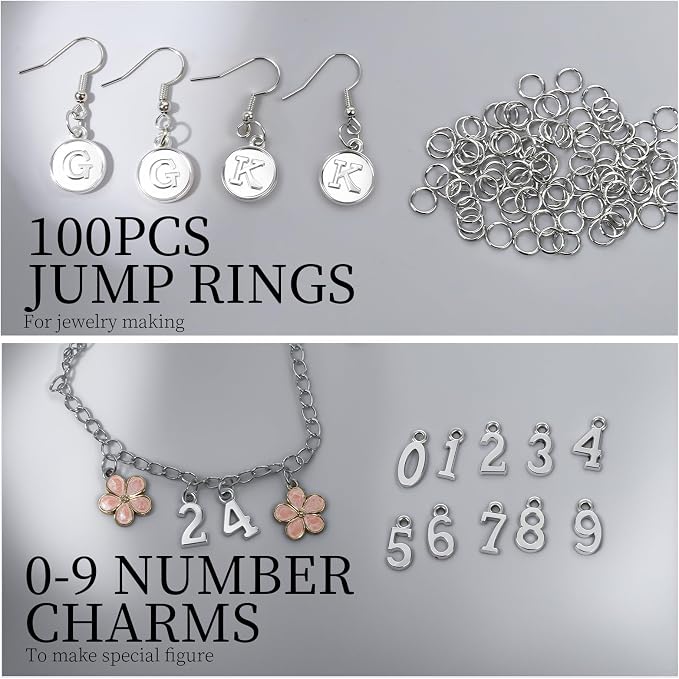 LEOBRO Letter Charms, Bracelet Necklace Charm & Jump Rings, Jewelry Making - Image 3
