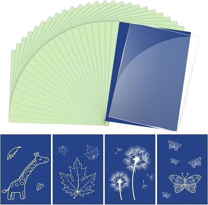 Cyanotype Kit with 30 Sheets Sun Print Paper & Acrylic Panel, 5.8 x 8.3 IN | by Prudiut
