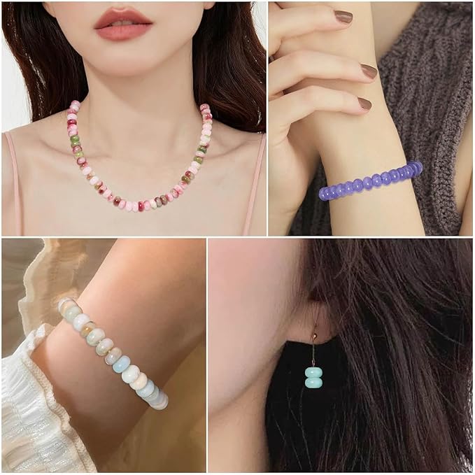 Songxi 5x8mm Natural Deep Blue Chalcedony Stone Rondelle Beads, Gemstone - Image 6