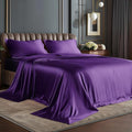 BEDELITE California King Sheets Set, Luxury Soft Plum Purple Satin Sheets by BEDELITE