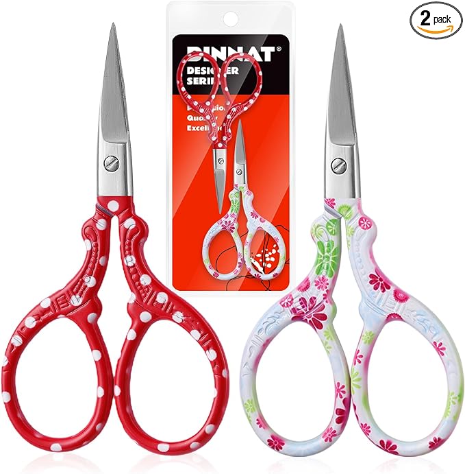 2PCS Sewing Embroidery Scissors, 3.6 Inches Sharp Stainless Steel Crochet by DINNAT
