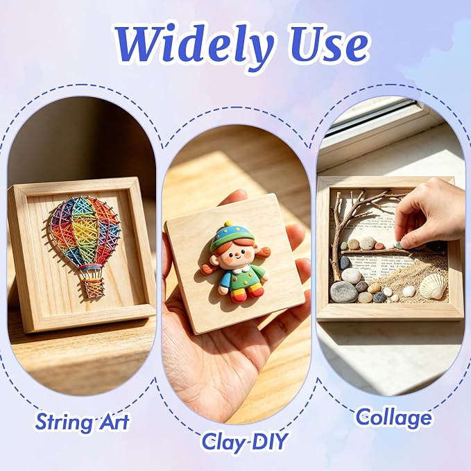 ESRICH 6 Pack Wood Panels with 4"x4", Square Craft Wood Canvas Boards, Blank - Image 5
