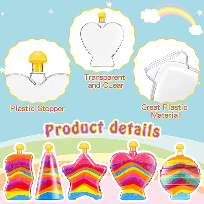 Liliful Sand Art Bottles for Kids, Plastic Crafts Kit Bulk - Image 3