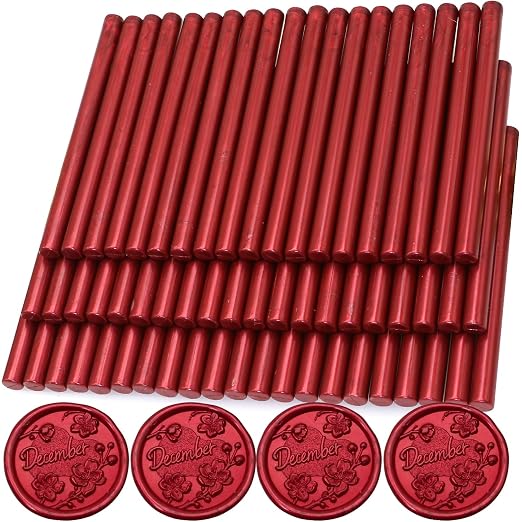 60pcs Wax Seal Sticks, Flame Red Sealing Wax Sticks, HOSEALING Glue Gun Wax by HOSEALING