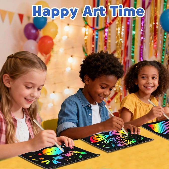 ZMLM Scratch Paper Art-Crafts Gift: 2 Pack Rainbow Notebooks Supplies - Image 4