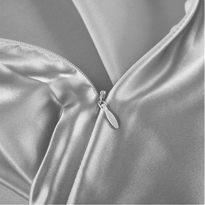 Grey Mulberry Silk Pillowcase for Acne Prone Skin Sleeping Women, Pure 22 Momme - Image 4