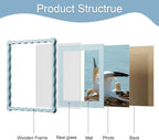 12x12 Picture Frame with Mat for 10x10, Wavy Edge Wooden Real Glass Photo Frame - Image 5