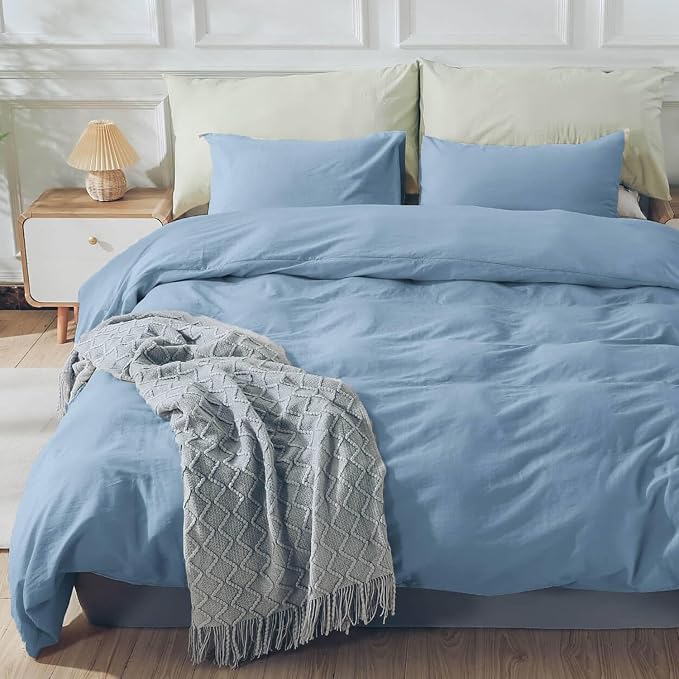 NEXHOME PRO Duvet Cover Set 100% Washed Cotton California Kingn 104"x98" - Image 7